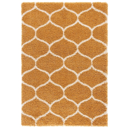 Safavieh 8 x 10 ft. Hudson Shag Power Loomed Rectangle Area Rug; Gold & Ivory SGH280E-8